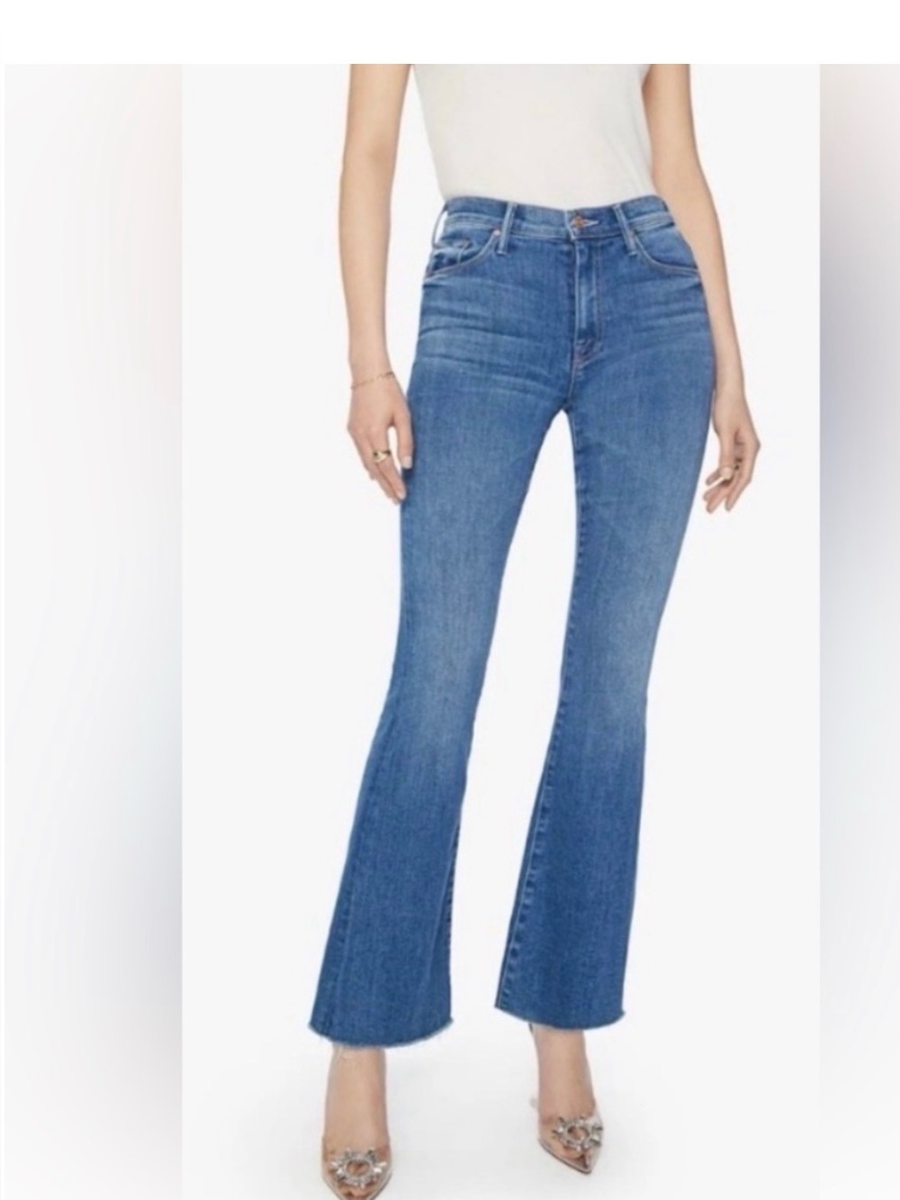 MOTHER Petite Lil Weekender High Waisted Fray Jeans Read between the lines 28